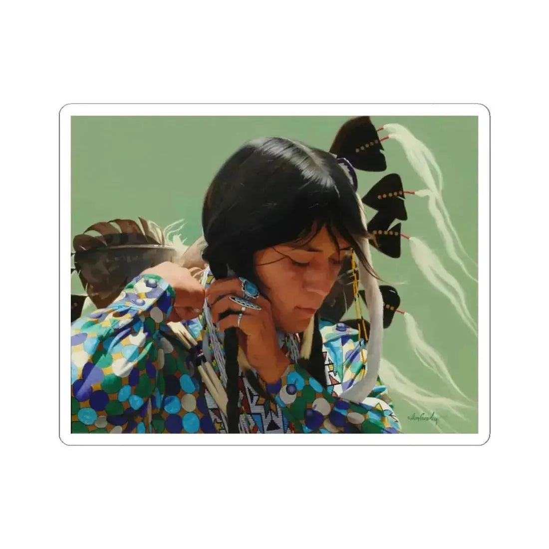 Don Crowley - Preparations (Native Americans in Art) STICKER Vinyl Kiss-Cut Decal 4 Inch White - The Sticker Space