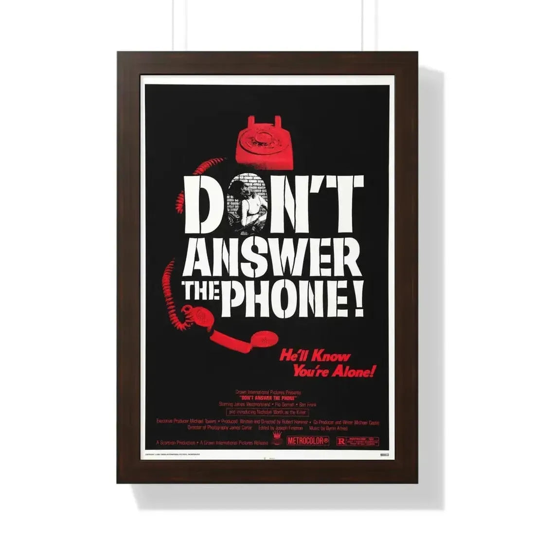 DON'T ANSWER THE PHONE! 1980 - Framed Movie Poster 16″ x 24″ Walnut - The Sticker Space