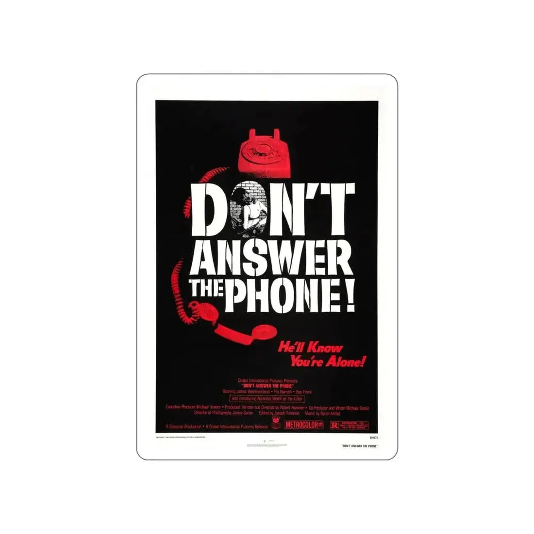 DON'T ANSWER THE PHONE! 1980 Movie Poster STICKER Vinyl Die-Cut Decal 6 Inch - The Sticker Space