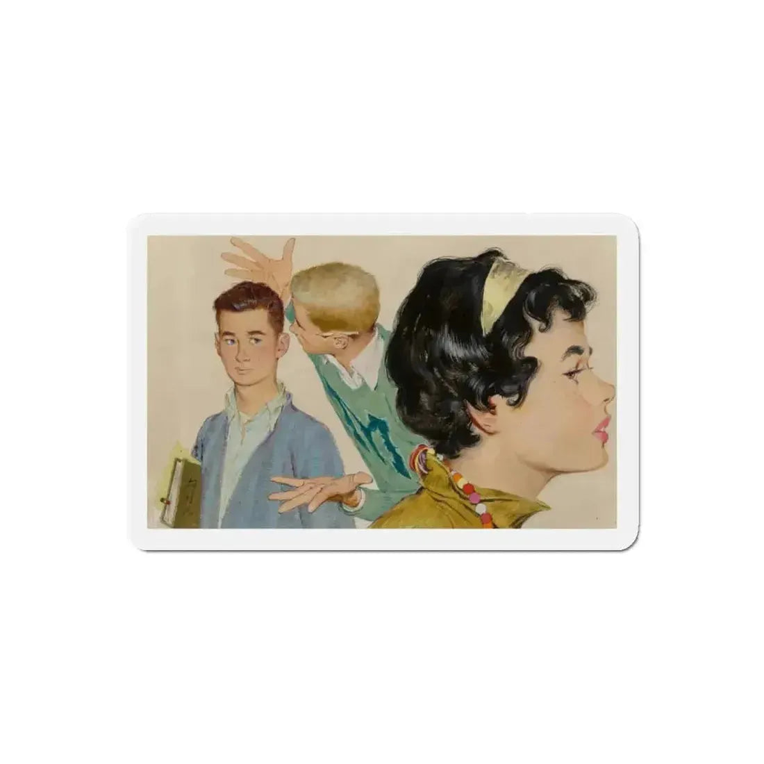 Don't Be Shy, 1958 (Magazine Illustration) Refrigerator Magnet - The Sticker Space