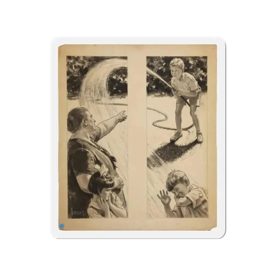 Don't Do That Illustration (Magazine Illustration) Refrigerator Magnet 2 Inch Die-Cut - The Sticker Space