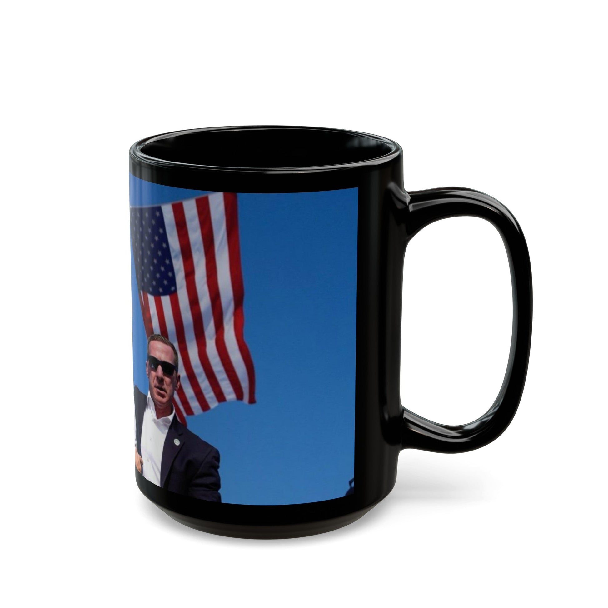 Donald Trump Shot Assasanation Attempt Bloody Ear USA - Black Coffee Mug-The Sticker Space