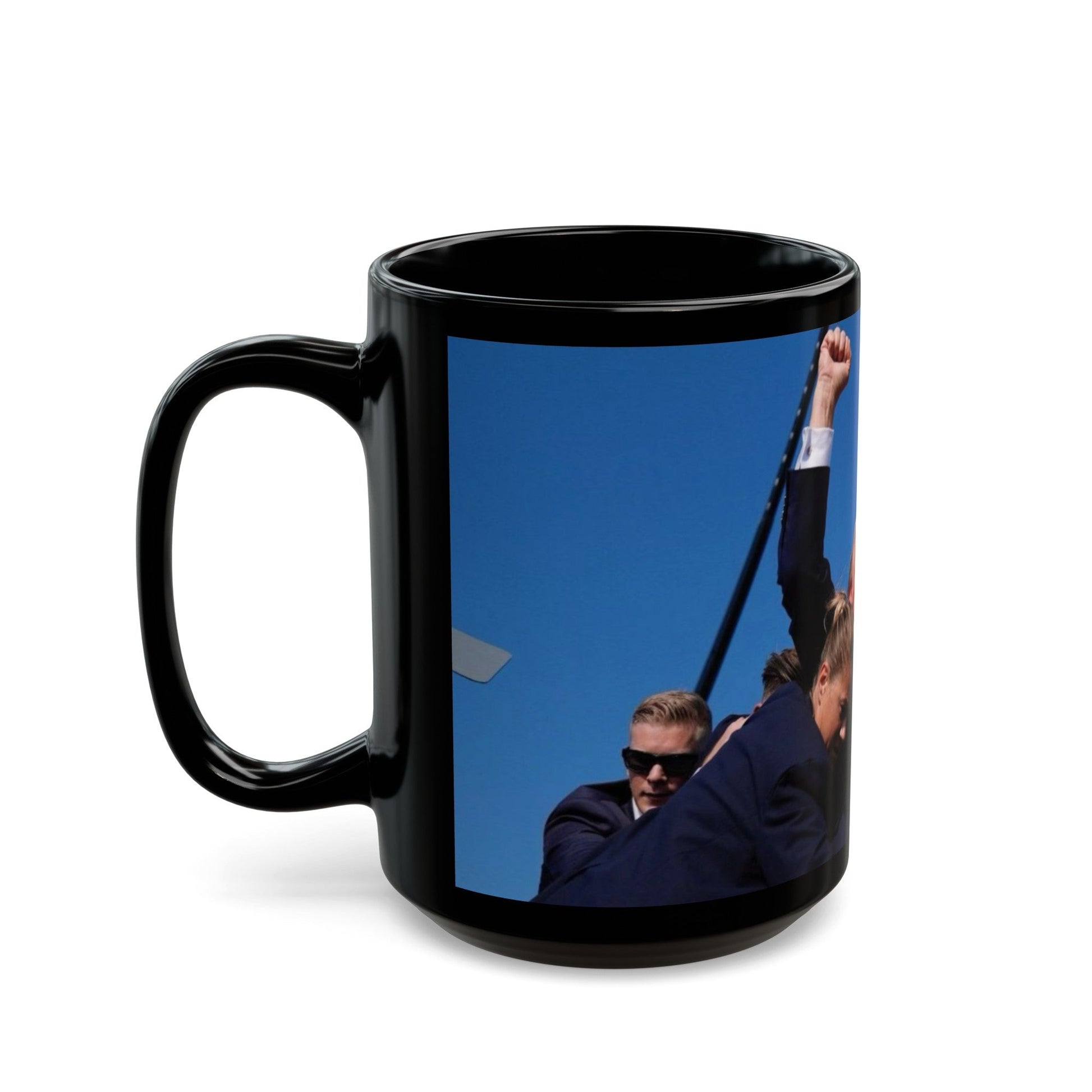 Donald Trump Shot Assasanation Attempt Bloody Ear USA - Black Coffee Mug-The Sticker Space