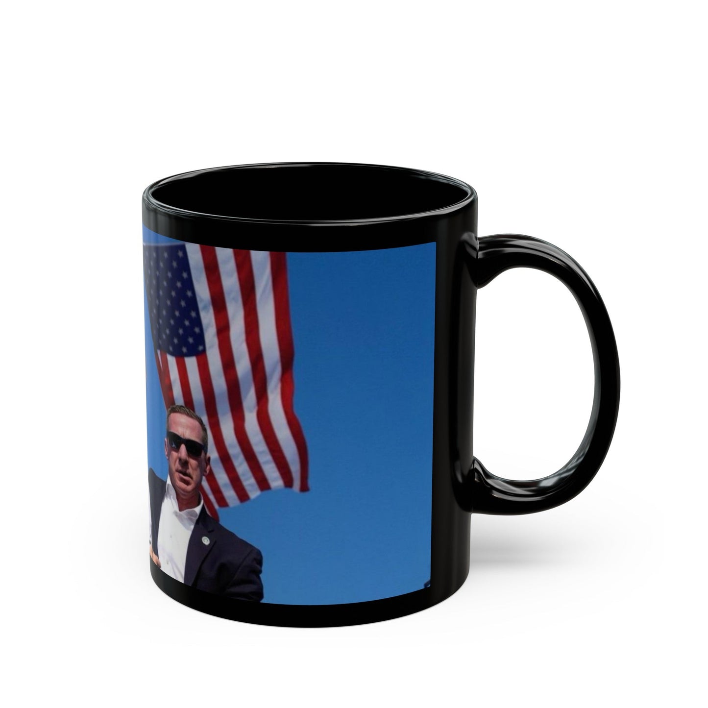 Donald Trump Shot Assasanation Attempt Bloody Ear USA - Black Coffee Mug-The Sticker Space