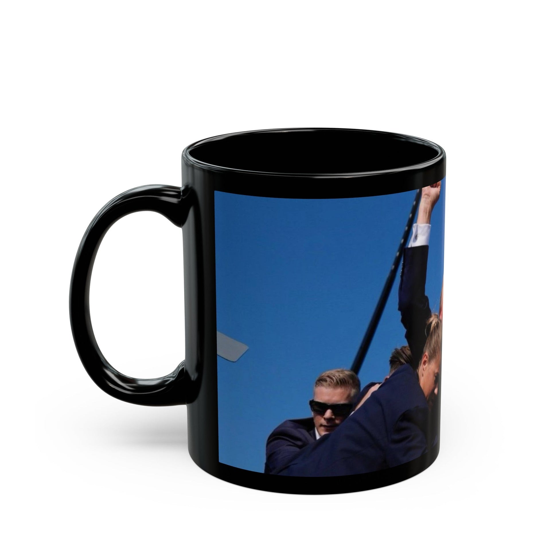 Donald Trump Shot Assasanation Attempt Bloody Ear USA - Black Coffee Mug-The Sticker Space