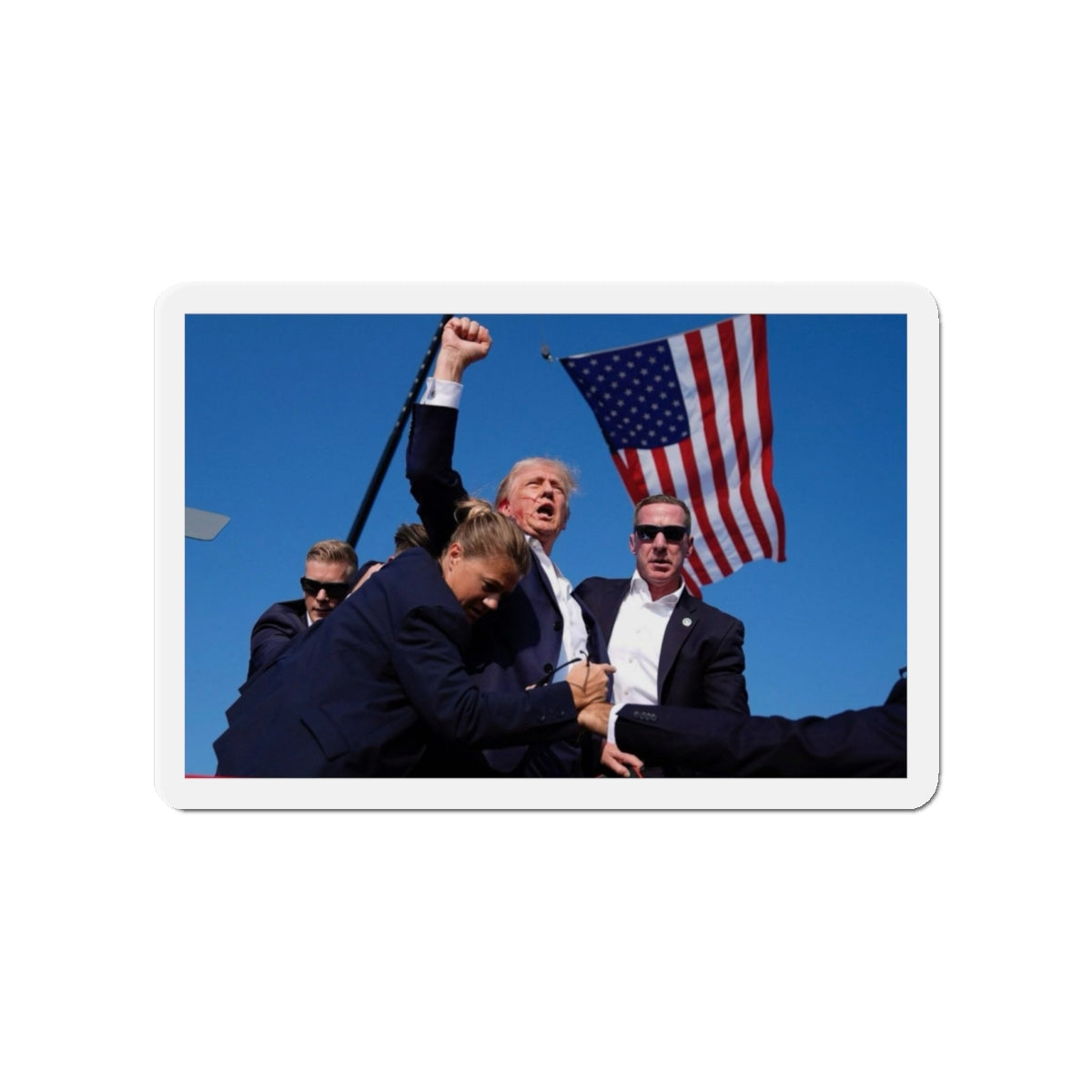 Donald Trump Shot Assasanation Attempt Bloody Ear USA - Refrigerator Magnet-4" x 4"-The Sticker Space