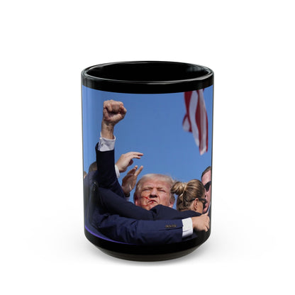 Donald Trump Shot Assasanation Attempt Bloody Ear USA v2 - Black Coffee Mug-15oz-The Sticker Space