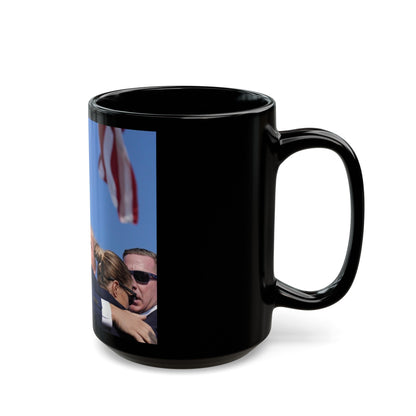 Donald Trump Shot Assasanation Attempt Bloody Ear USA v2 - Black Coffee Mug-The Sticker Space