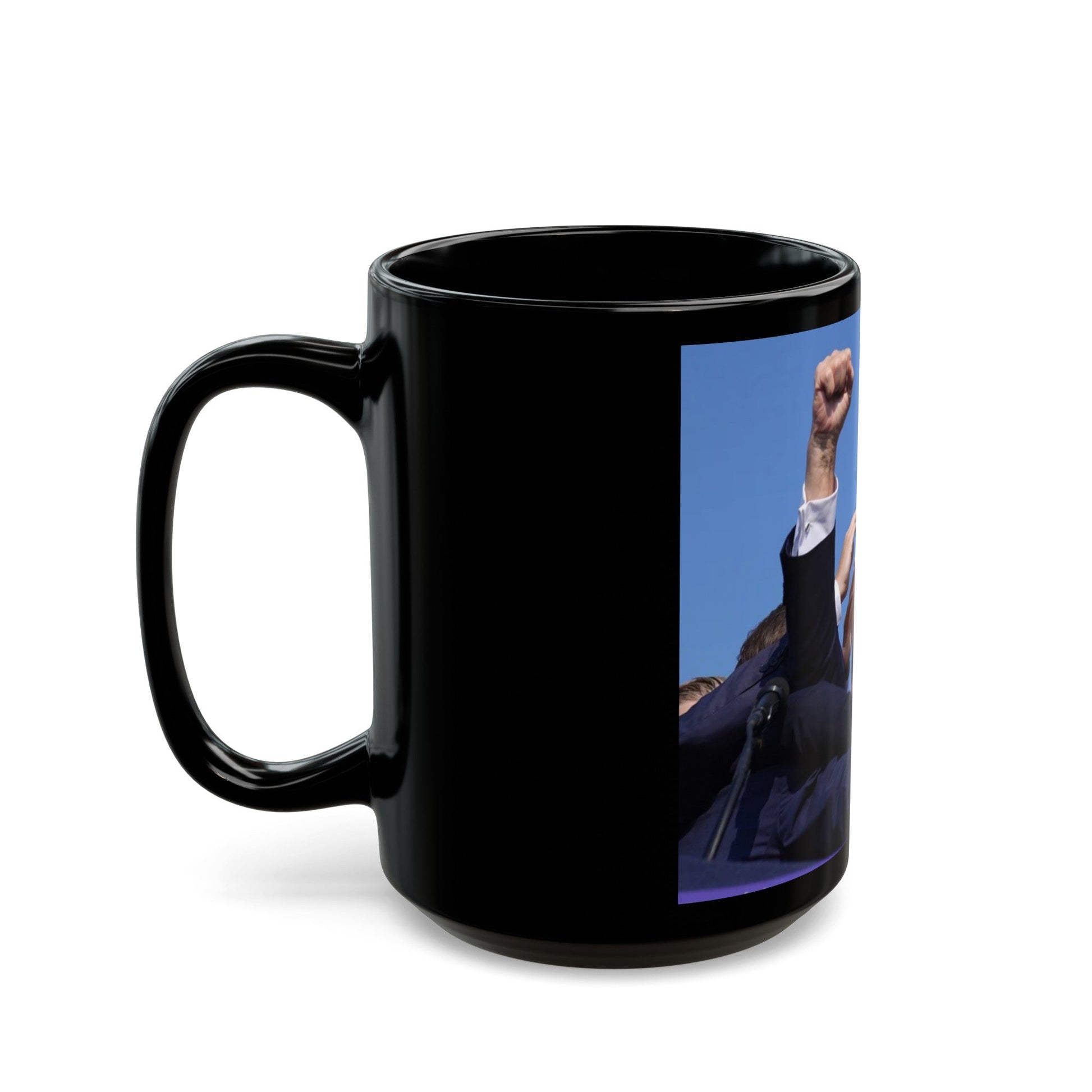 Donald Trump Shot Assasanation Attempt Bloody Ear USA v2 - Black Coffee Mug-The Sticker Space