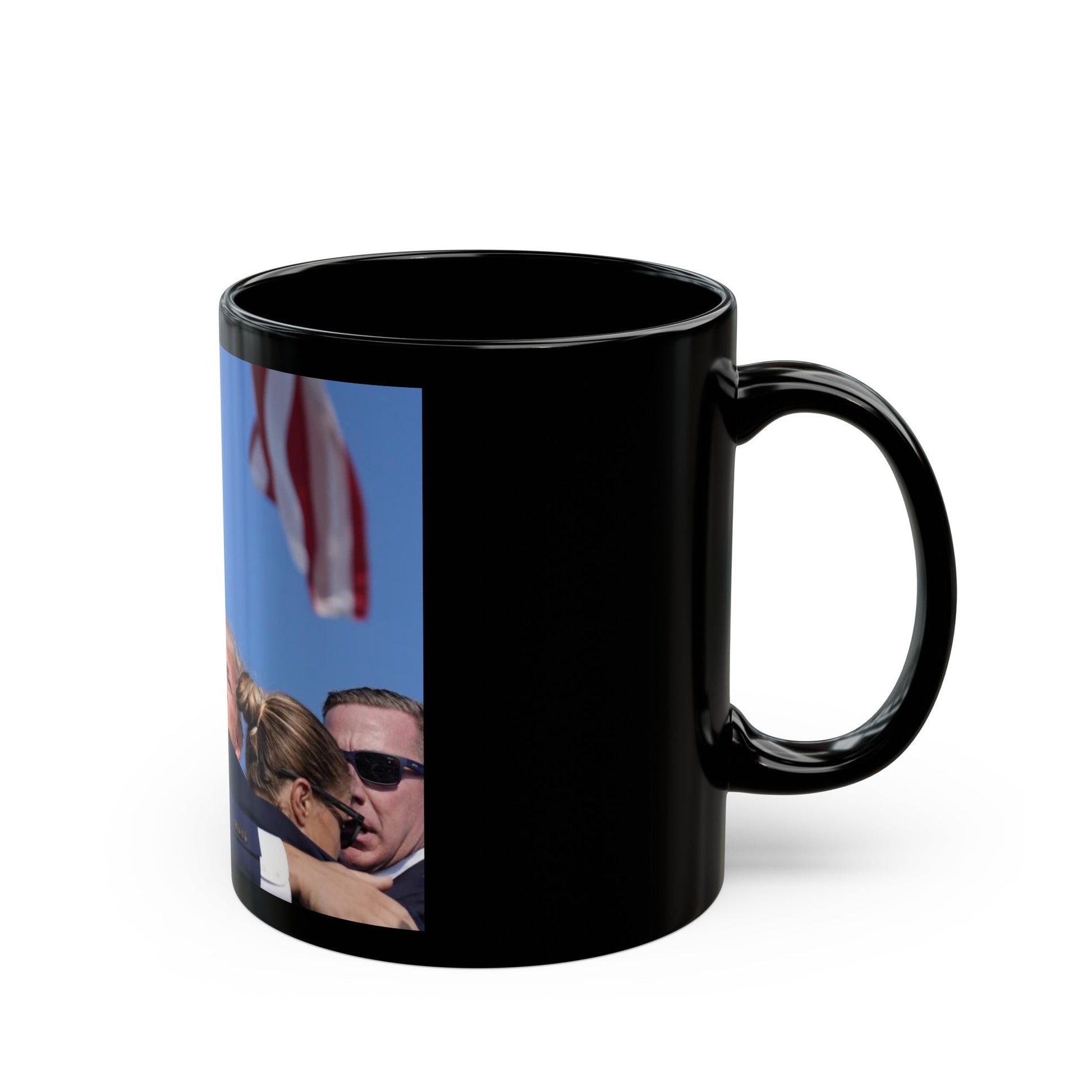 Donald Trump Shot Assasanation Attempt Bloody Ear USA v2 - Black Coffee Mug-The Sticker Space