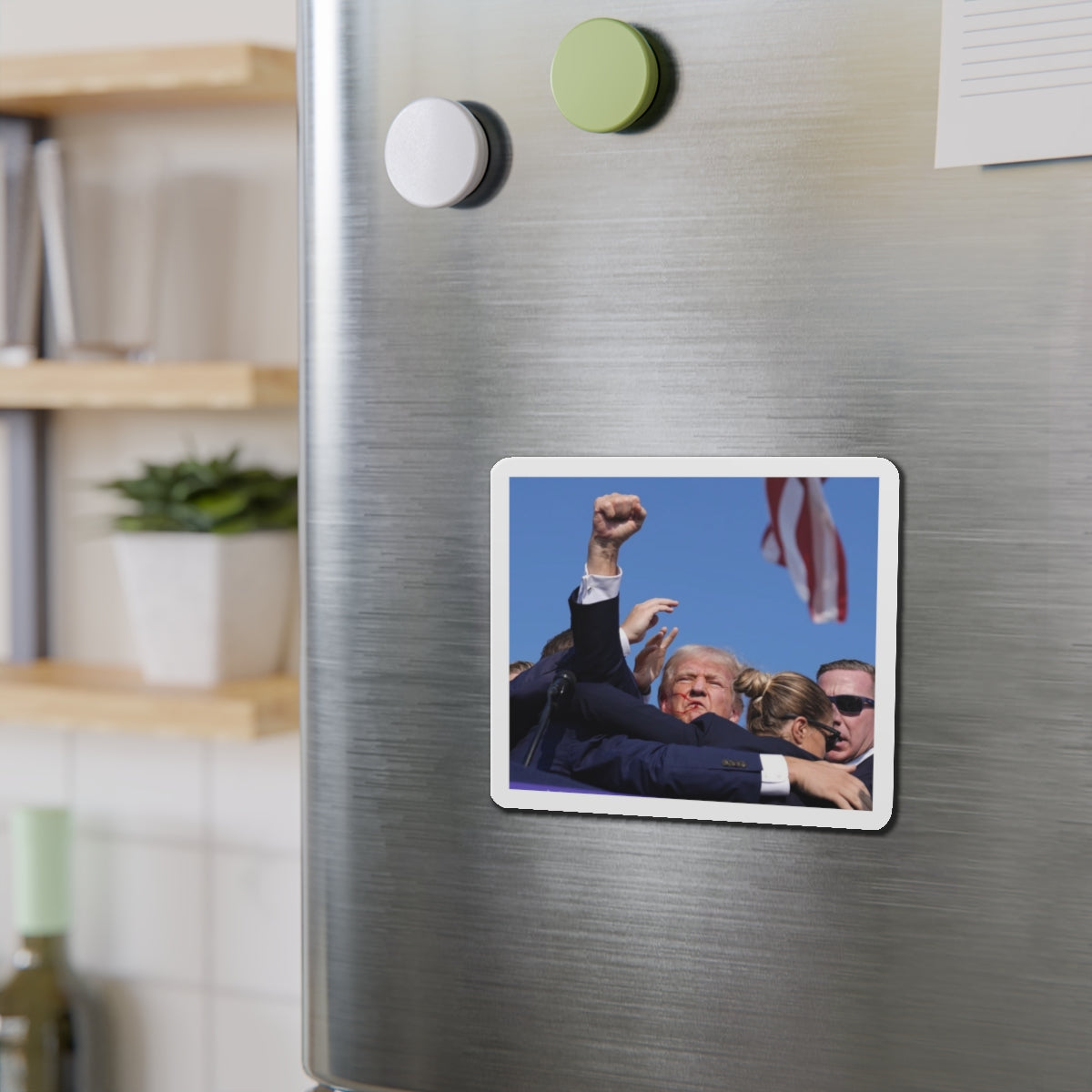 Donald Trump Shot Assasanation Attempt Bloody Ear USA v2 - Refrigerator Magnet-The Sticker Space