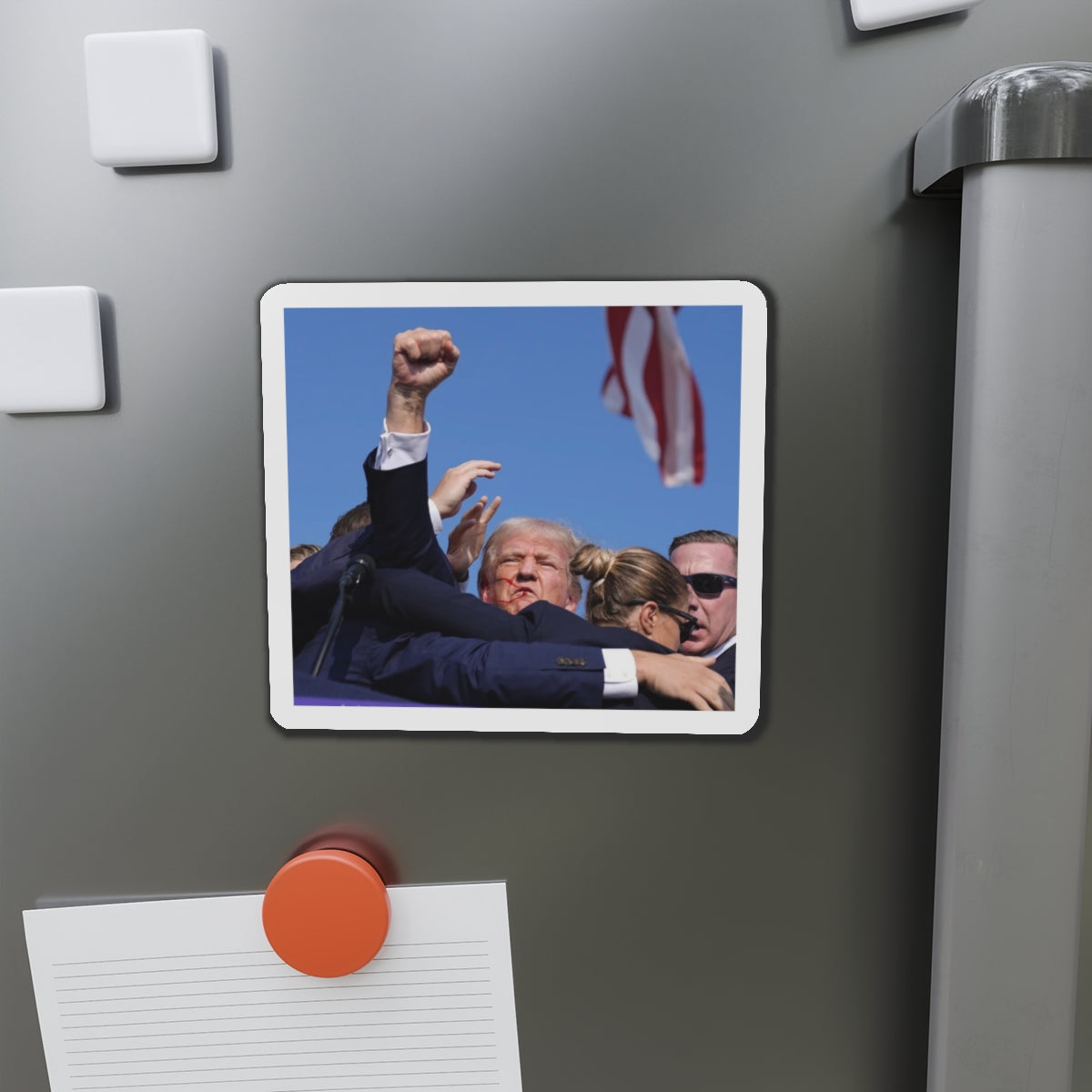 Donald Trump Shot Assasanation Attempt Bloody Ear USA v2 - Refrigerator Magnet-The Sticker Space