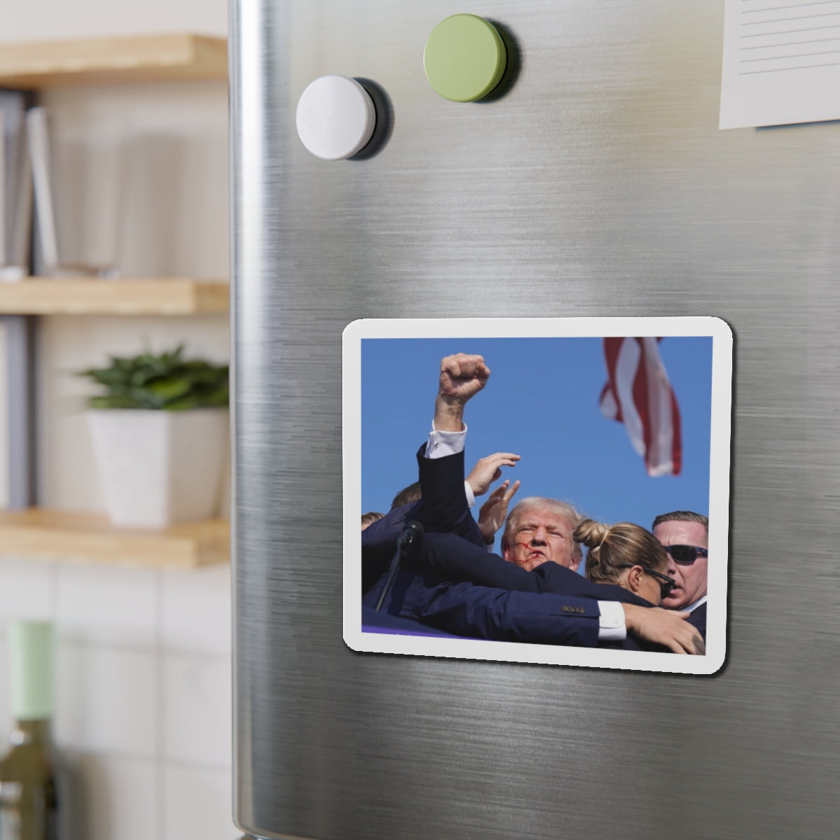 Donald Trump Shot Assasanation Attempt Bloody Ear USA v2 - Refrigerator Magnet-The Sticker Space