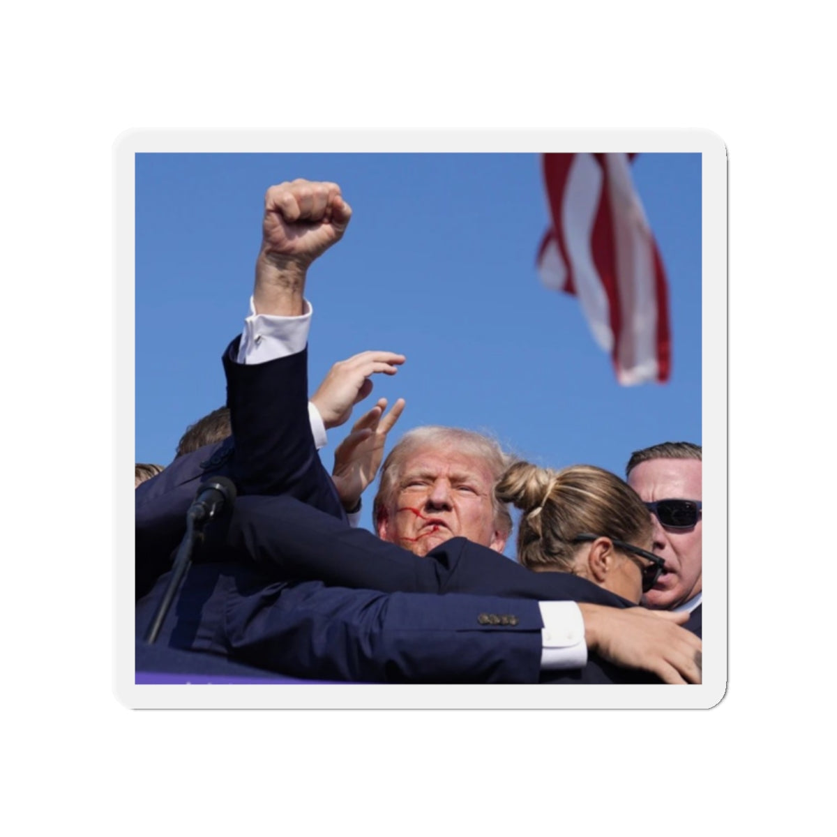 Donald Trump Shot Assasanation Attempt Bloody Ear USA v2 - Refrigerator Magnet-2" x 2"-The Sticker Space