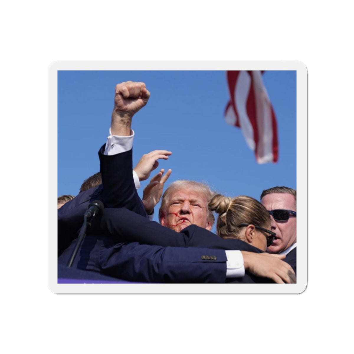 Donald Trump Shot Assasanation Attempt Bloody Ear USA v2 - Refrigerator Magnet-3" x 3"-The Sticker Space