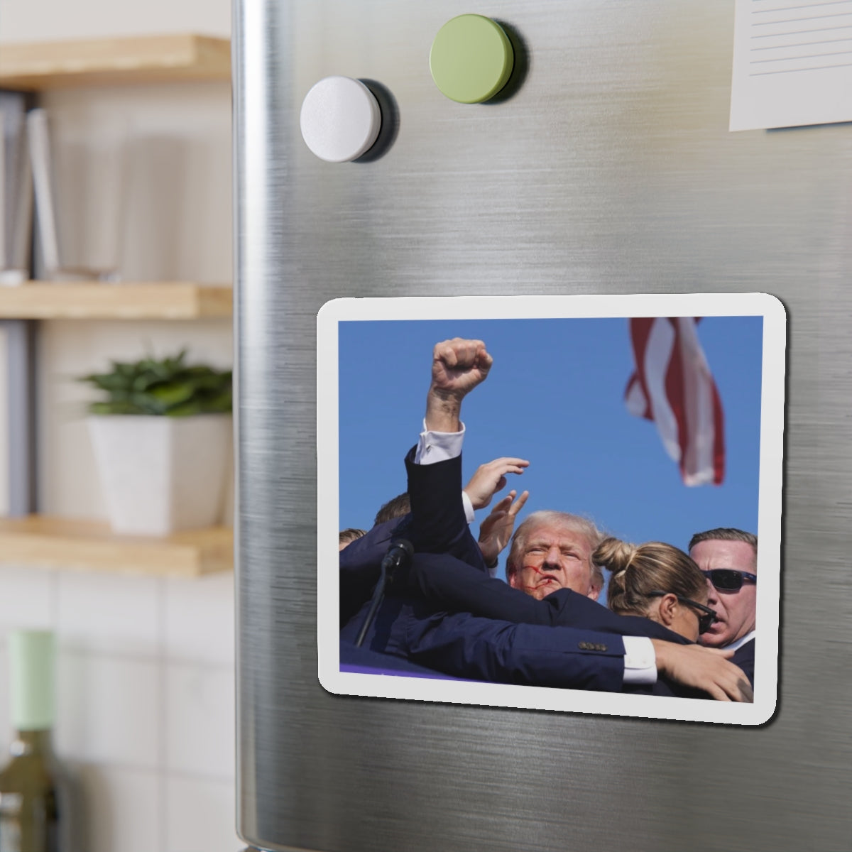 Donald Trump Shot Assasanation Attempt Bloody Ear USA v2 - Refrigerator Magnet-The Sticker Space