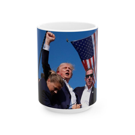 Donald Trump Shot Assasanation Attempt Bloody Ear USA - White Coffee Mug-15oz-The Sticker Space