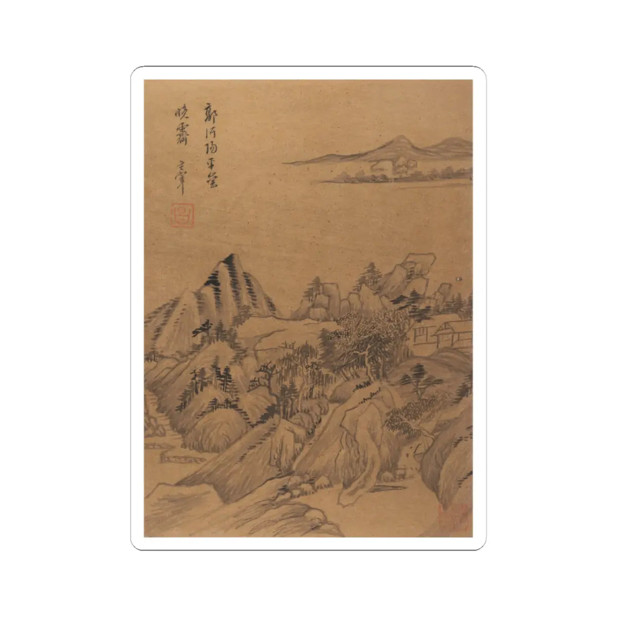 Dong Qichang - Landscapes and poems - early 17th century v11 - STICKER Vinyl Kiss-Cut Decal