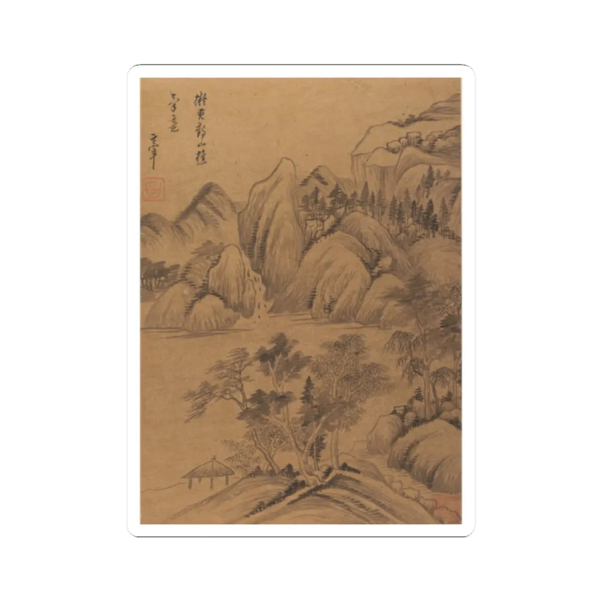 Dong Qichang - Landscapes and poems - early 17th century v3 - STICKER Vinyl Kiss-Cut Decal