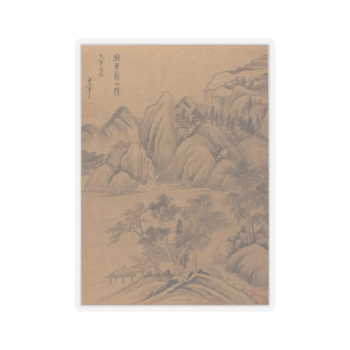 Dong Qichang - Landscapes and poems - early 17th century v3 - STICKER Vinyl Kiss-Cut Decal