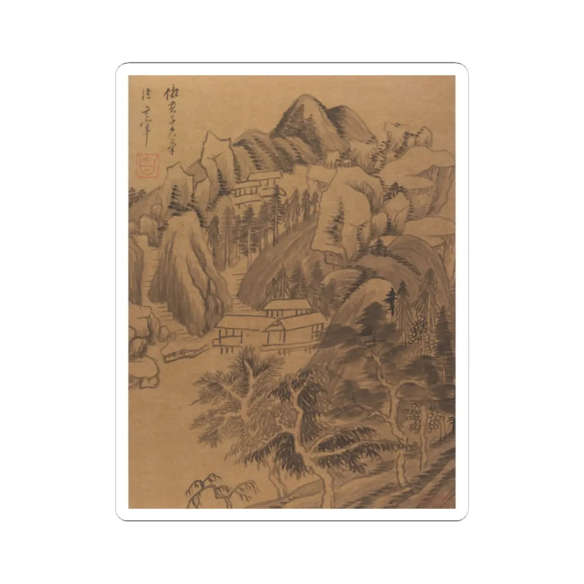 Dong Qichang - Landscapes and poems - early 17th century v7 - STICKER Vinyl Kiss-Cut Decal