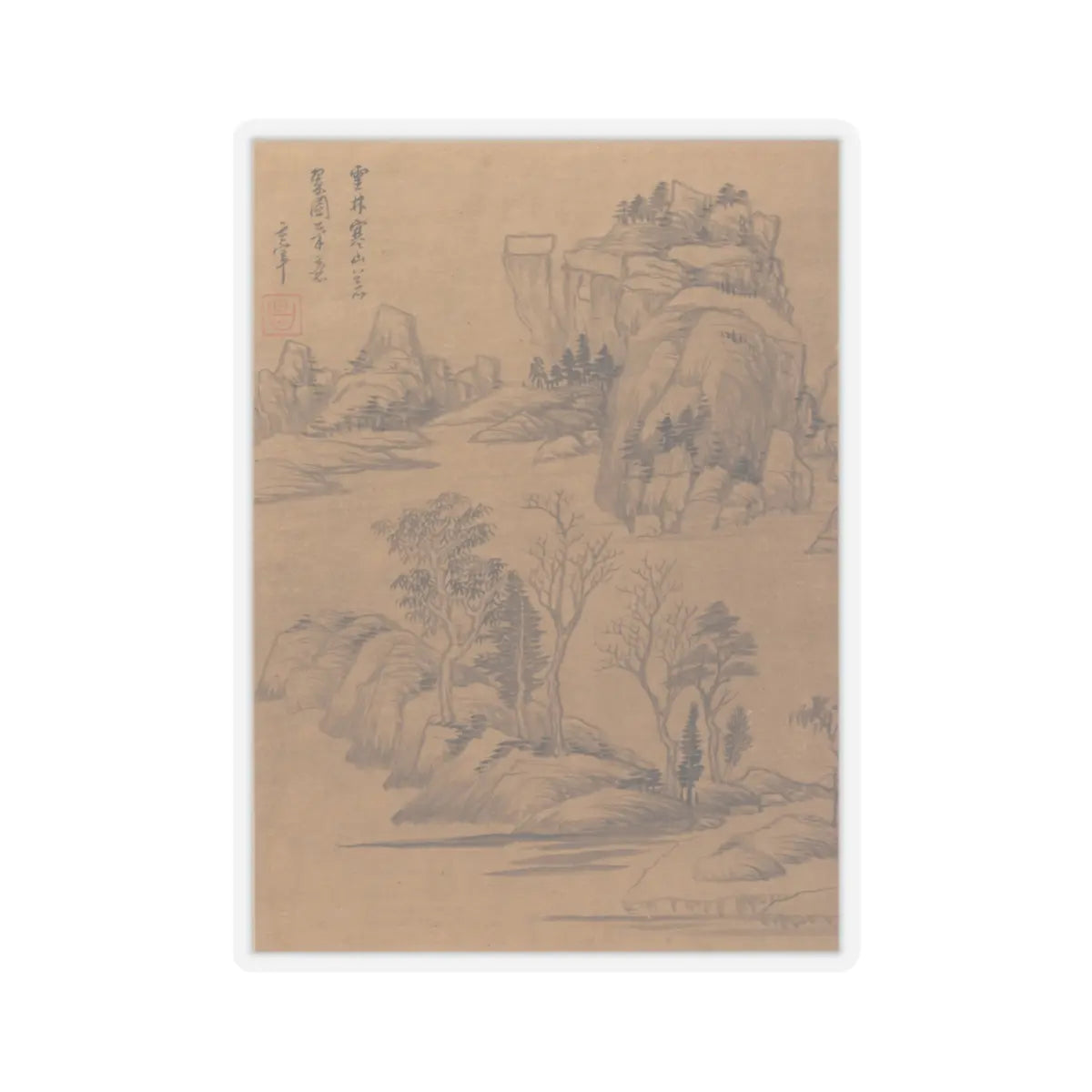 Dong Qichang - Landscapes and poems - early 17th century v9 - STICKER Vinyl Kiss-Cut Decal