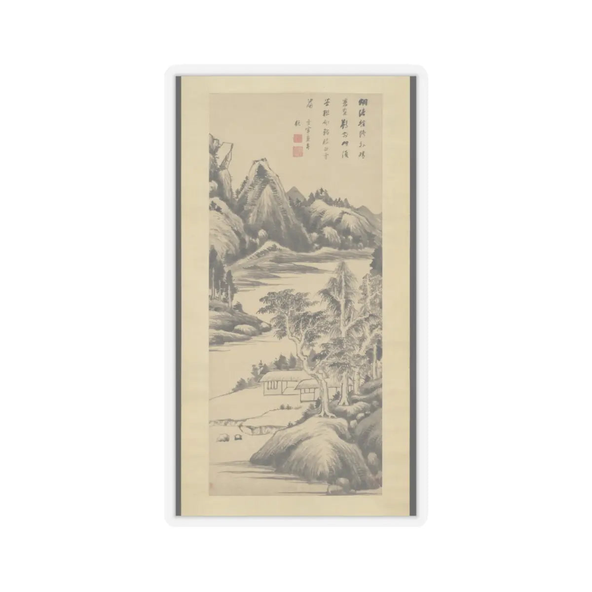 Dong Qichang - Summer Landscape - unknown v1 - STICKER Vinyl Kiss-Cut Decal