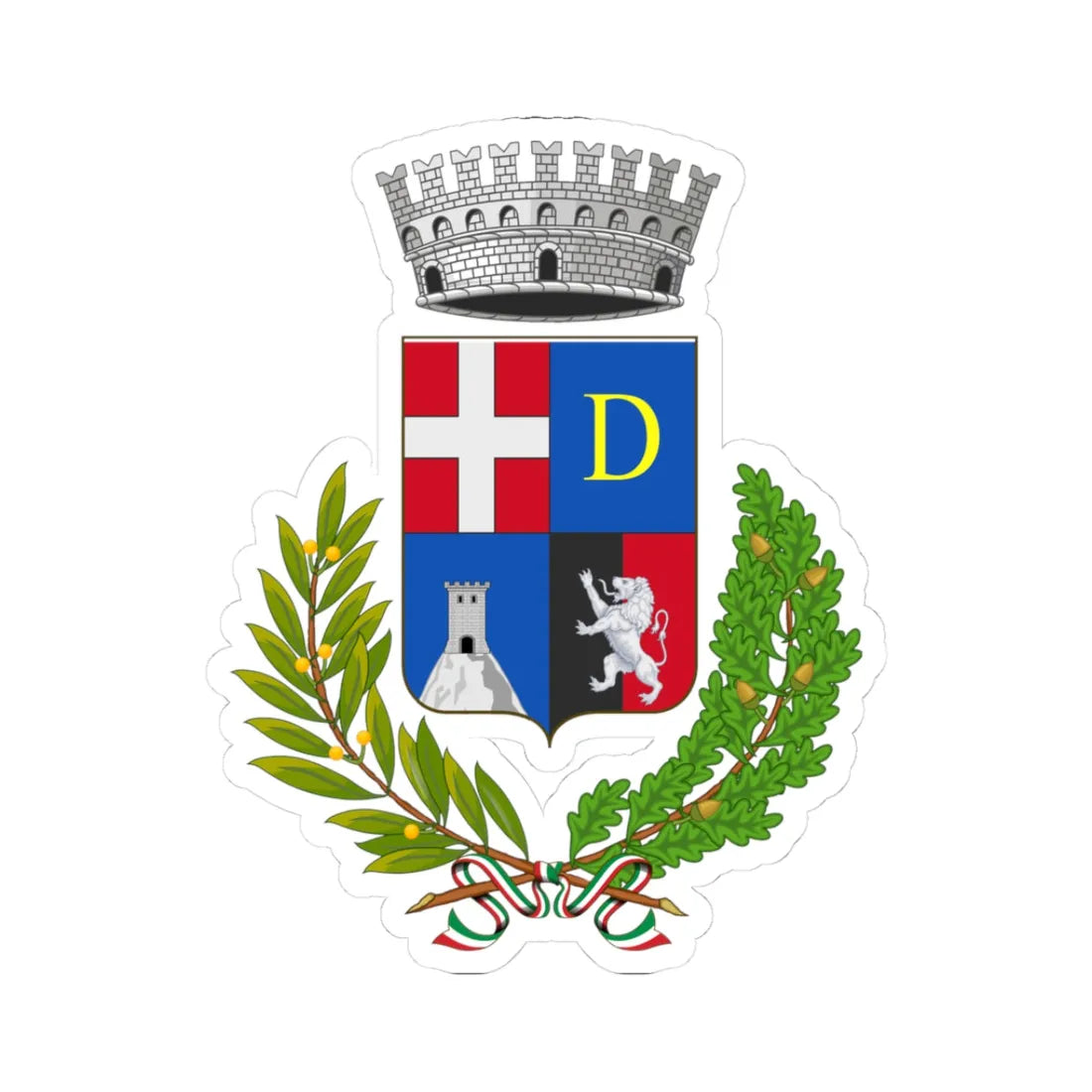 Donnas-Stemma (Italy) (Coat of Arms) STICKER Vinyl Kiss-Cut Decal 3 Inch White - The Sticker Space