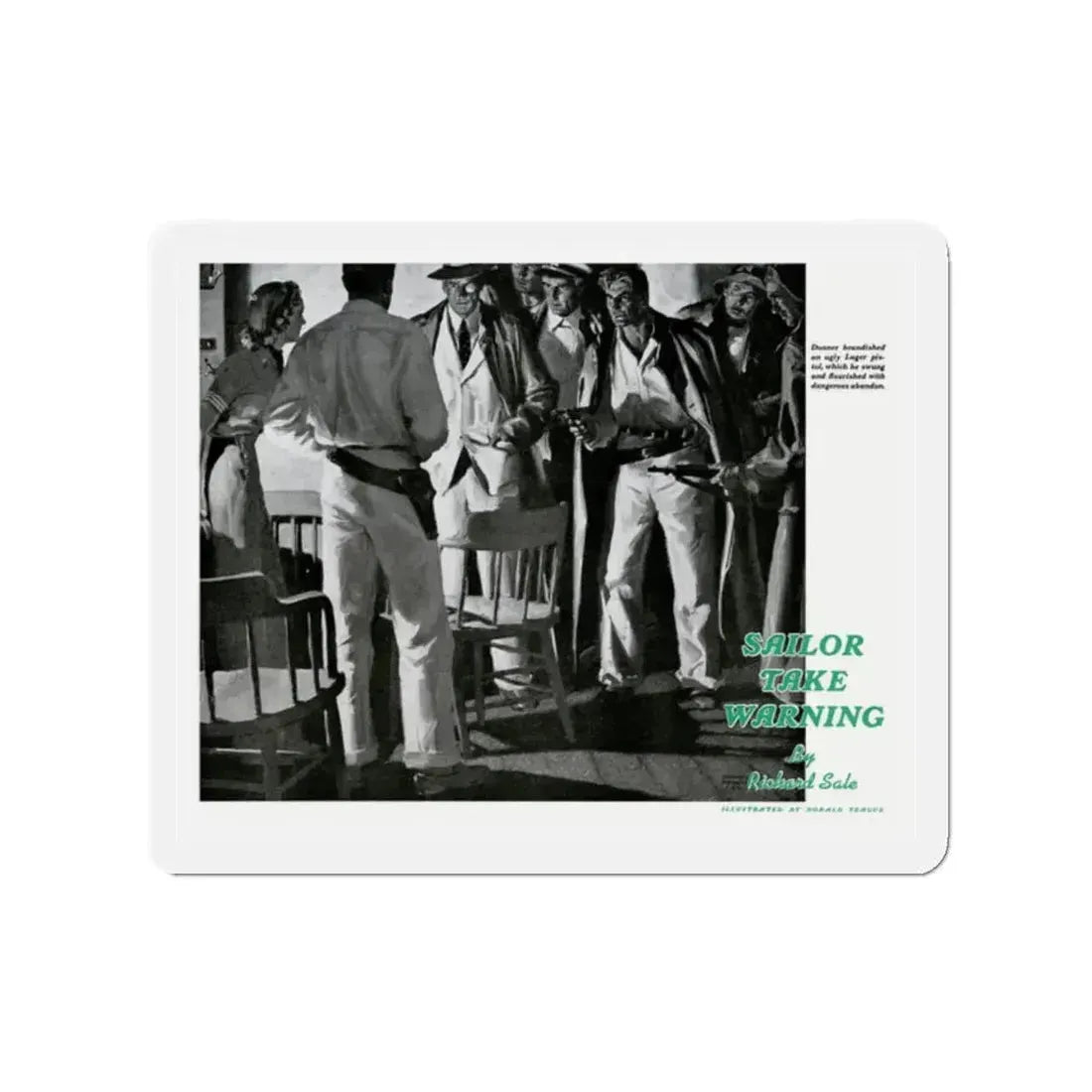 Donner Swung the Luger with Dangerous Abandon, 1940 (Magazine Illustration) Refrigerator Magnet 2 Inch Die-Cut - The Sticker Space