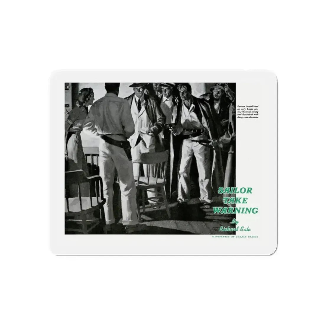 Donner Swung the Luger with Dangerous Abandon, 1940 (Magazine Illustration) Refrigerator Magnet 3 Inch Die-Cut - The Sticker Space