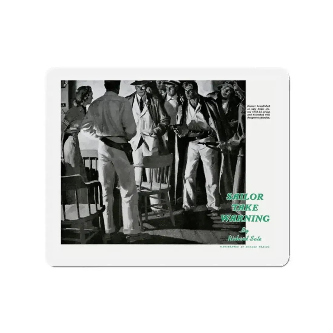 Donner Swung the Luger with Dangerous Abandon, 1940 (Magazine Illustration) Refrigerator Magnet - The Sticker Space