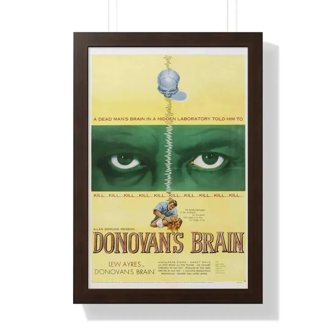 DONOVAN'S BRAIN 1953 - Framed Movie Poster 16″ x 24″ Walnut - The Sticker Space