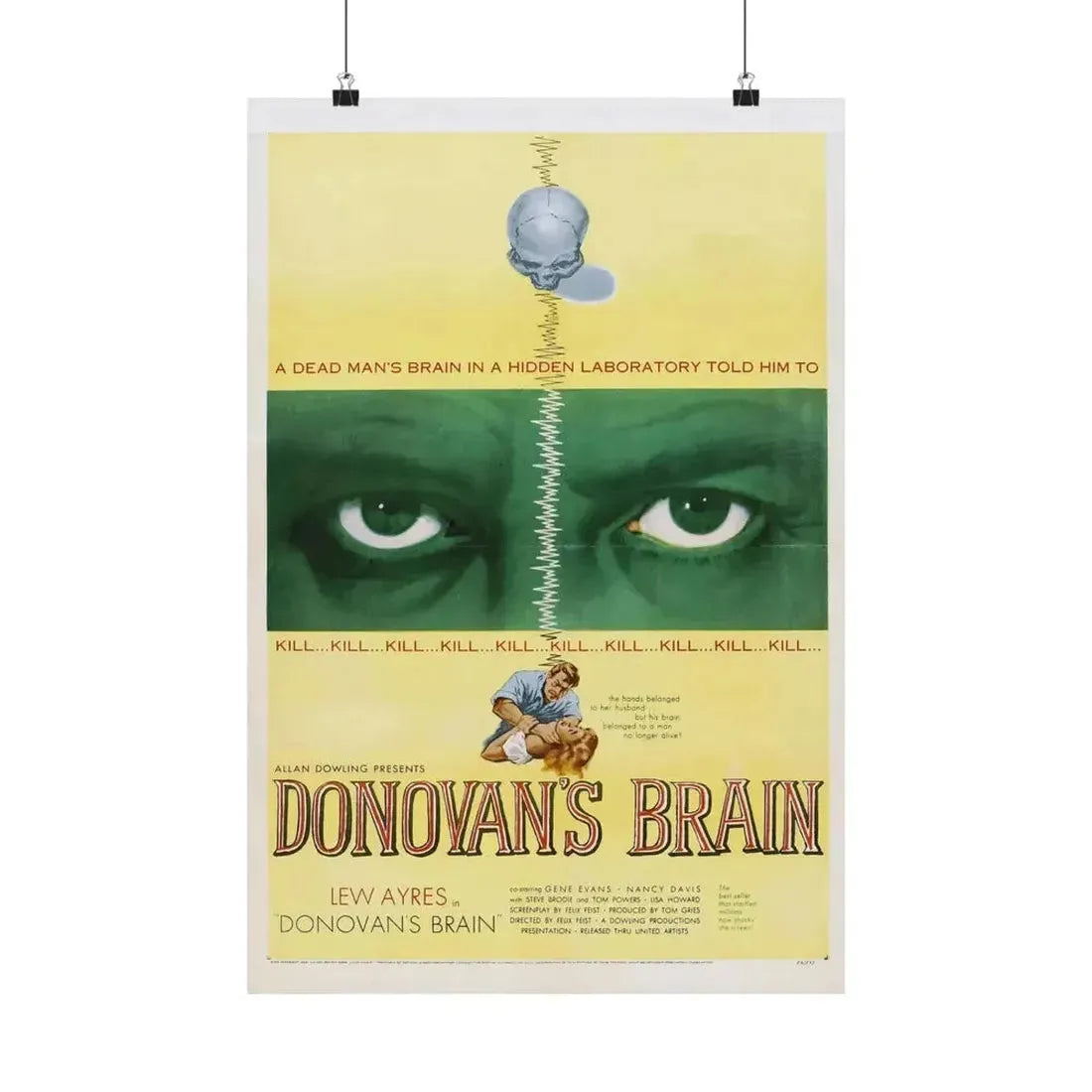 DONOVAN'S BRAIN 1953 - Paper Movie Poster - The Sticker Space