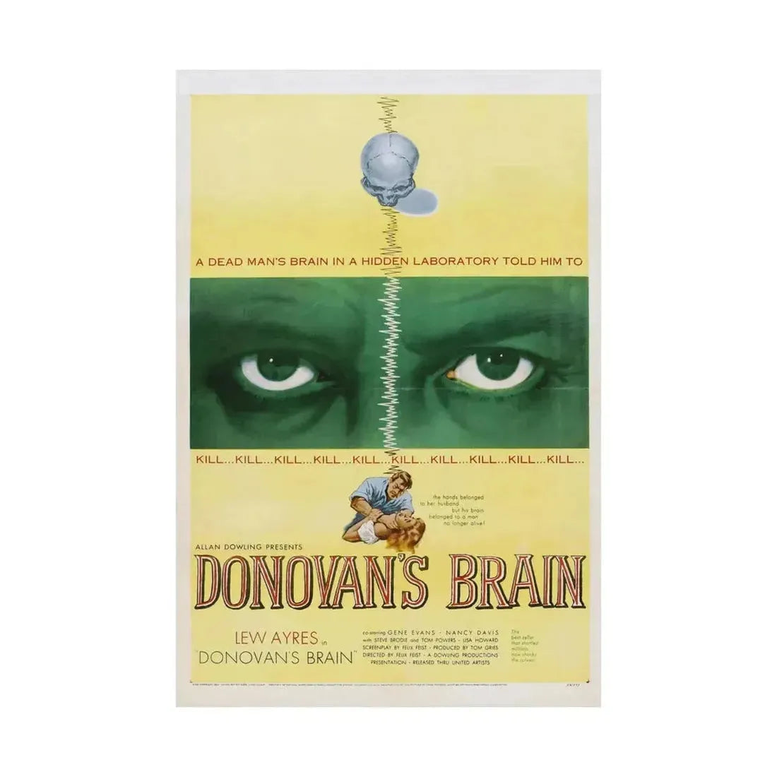 DONOVAN'S BRAIN 1953 - Paper Movie Poster - The Sticker Space