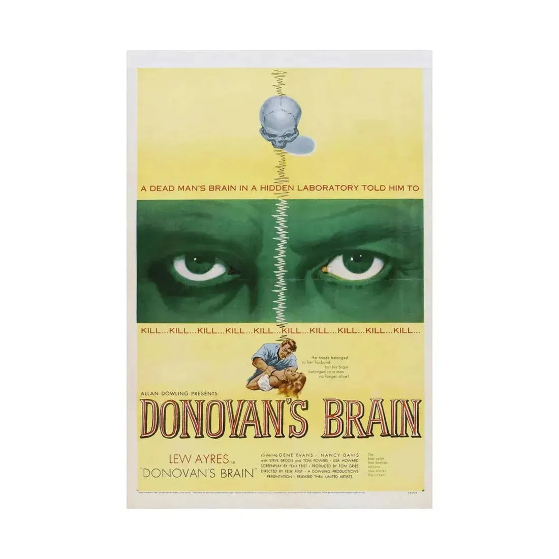 DONOVAN'S BRAIN 1953 - Paper Movie Poster - The Sticker Space