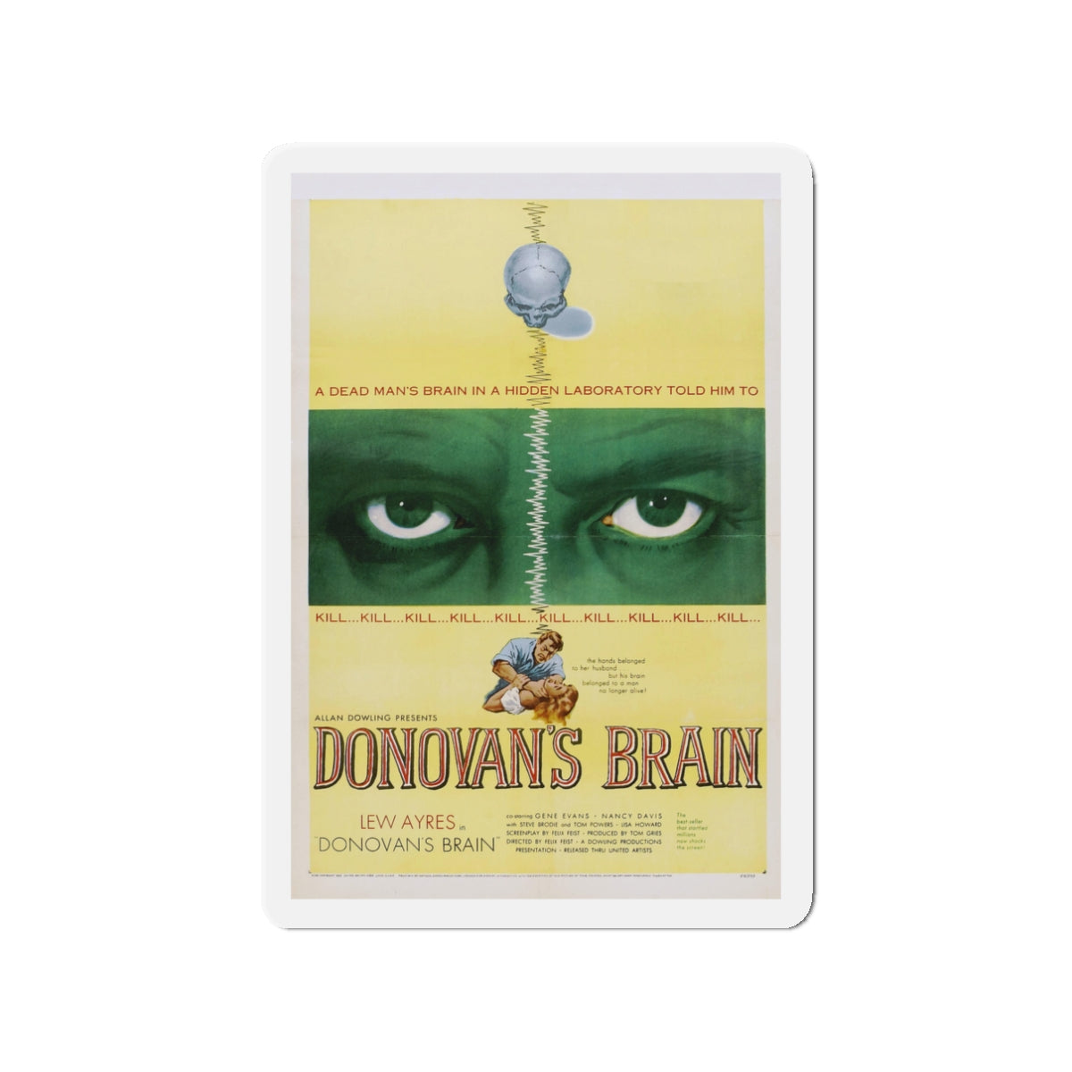 DONOVAN'S BRAIN 1953 Movie Poster - Die-Cut Magnet-3" x 3"-The Sticker Space