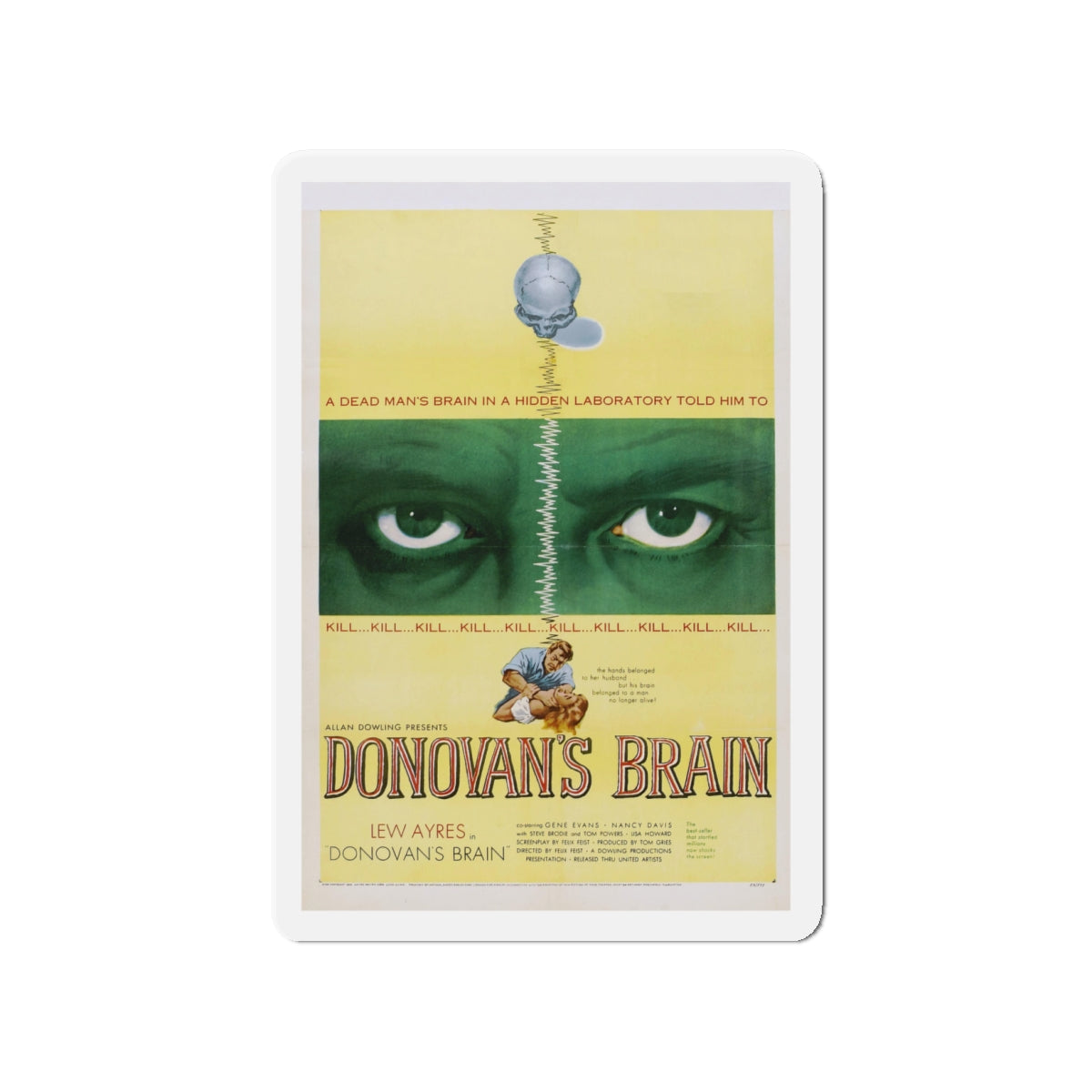 DONOVAN'S BRAIN 1953 Movie Poster - Die-Cut Magnet-4" x 4"-The Sticker Space