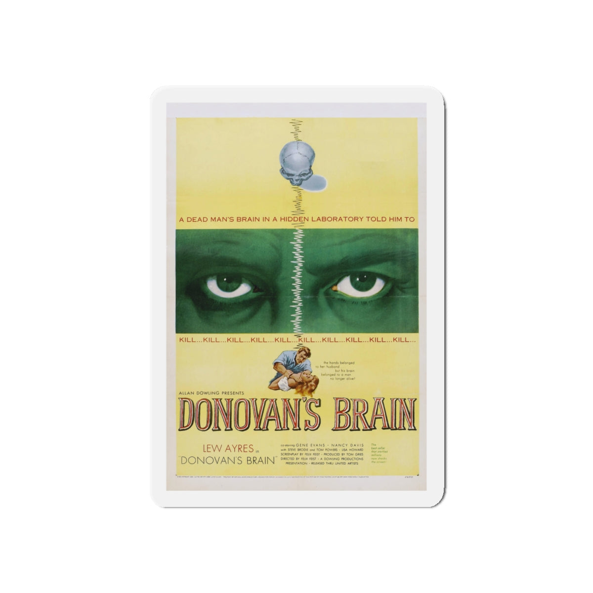 DONOVAN'S BRAIN 1953 Movie Poster - Die-Cut Magnet-5" x 5"-The Sticker Space