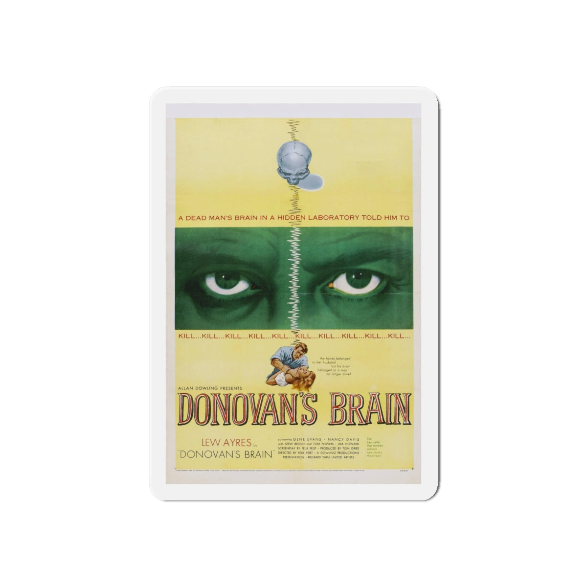 DONOVAN'S BRAIN 1953 Movie Poster - Die-Cut Magnet-6 × 6"-The Sticker Space