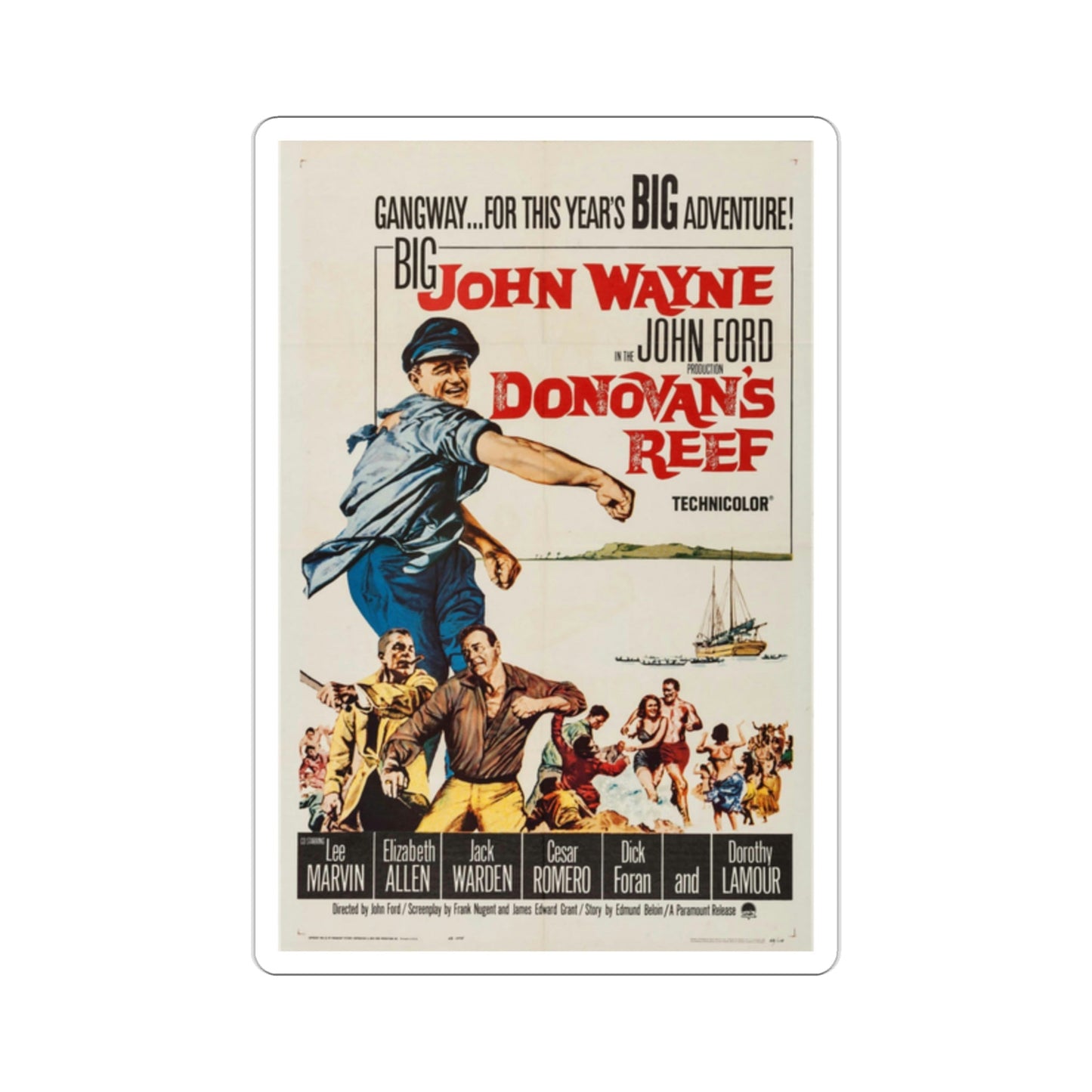 Donovan's Reef 1963 Movie Poster STICKER Vinyl Die-Cut Decal-2 Inch-The Sticker Space