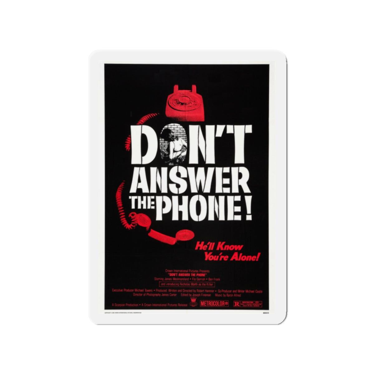 DON'T ANSWER THE PHONE! 1980 Movie Poster - Die-Cut Magnet-2" x 2"-The Sticker Space