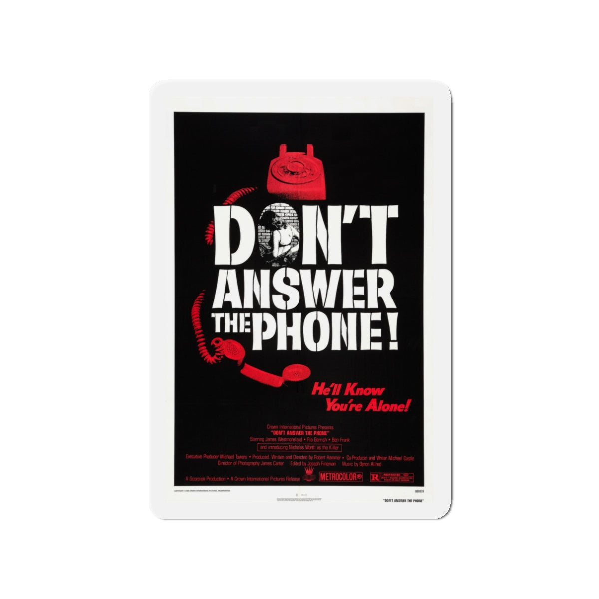 DON'T ANSWER THE PHONE! 1980 Movie Poster - Die-Cut Magnet-3" x 3"-The Sticker Space