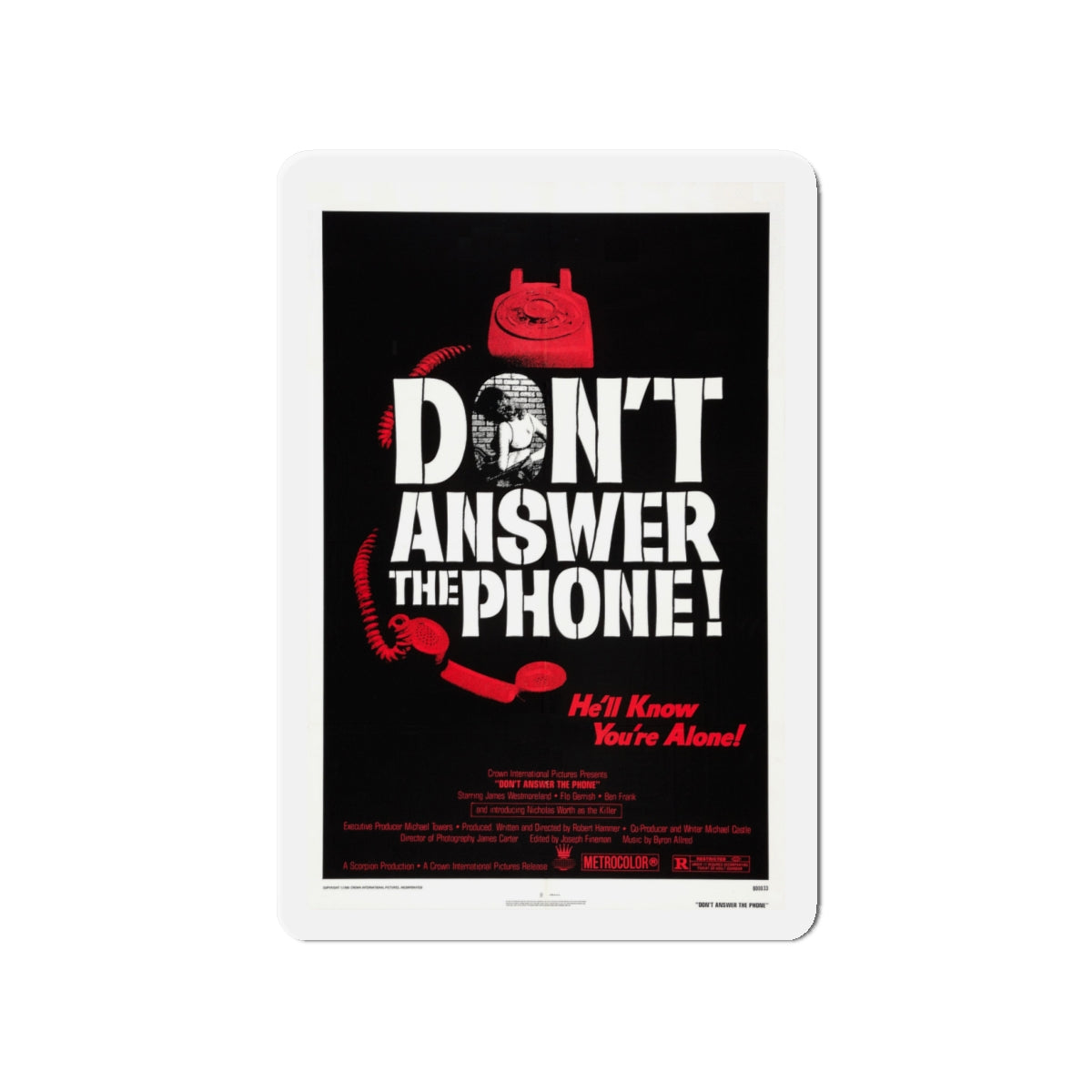 DON'T ANSWER THE PHONE! 1980 Movie Poster - Die-Cut Magnet-4" x 4"-The Sticker Space