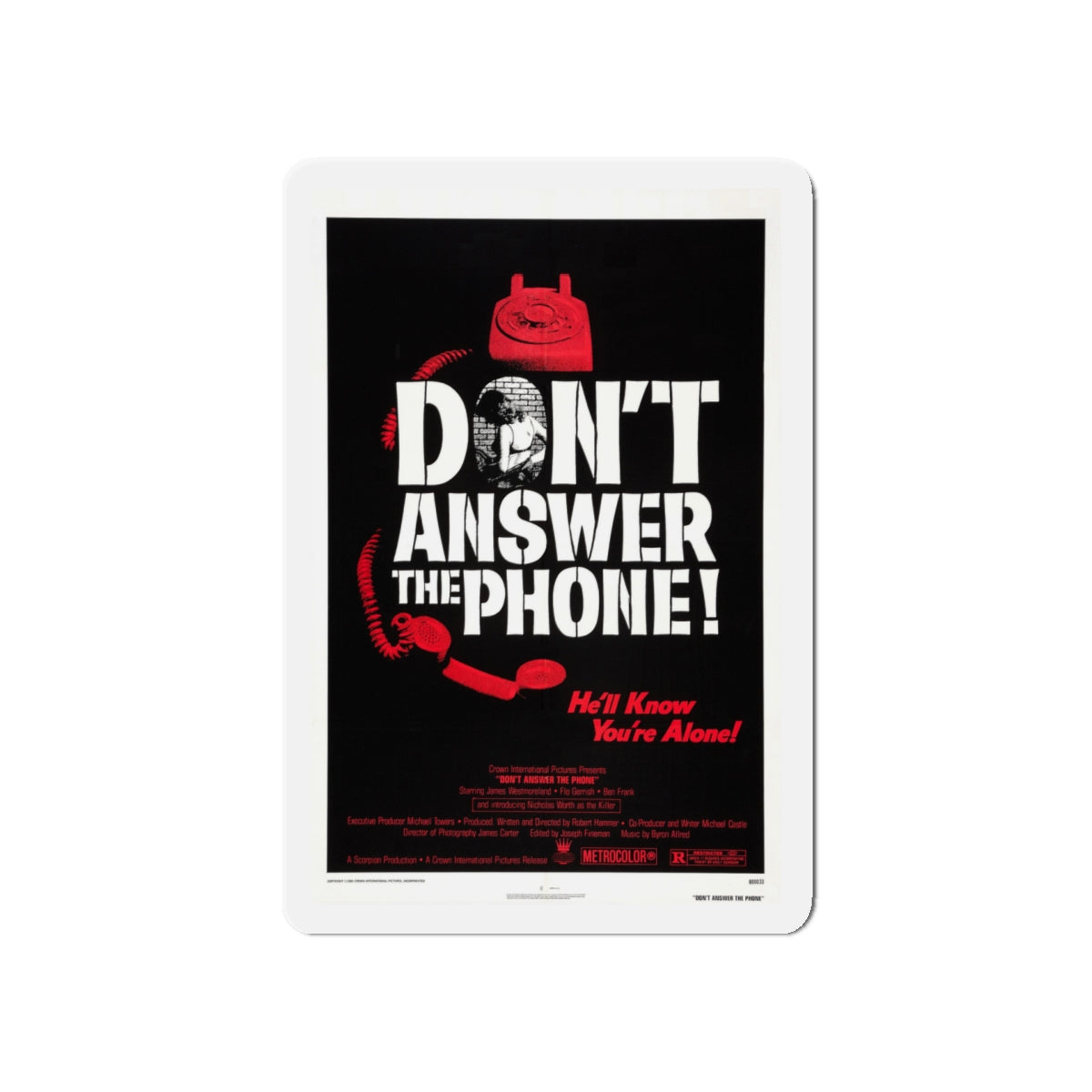 DON'T ANSWER THE PHONE! 1980 Movie Poster - Die-Cut Magnet-5" x 5"-The Sticker Space