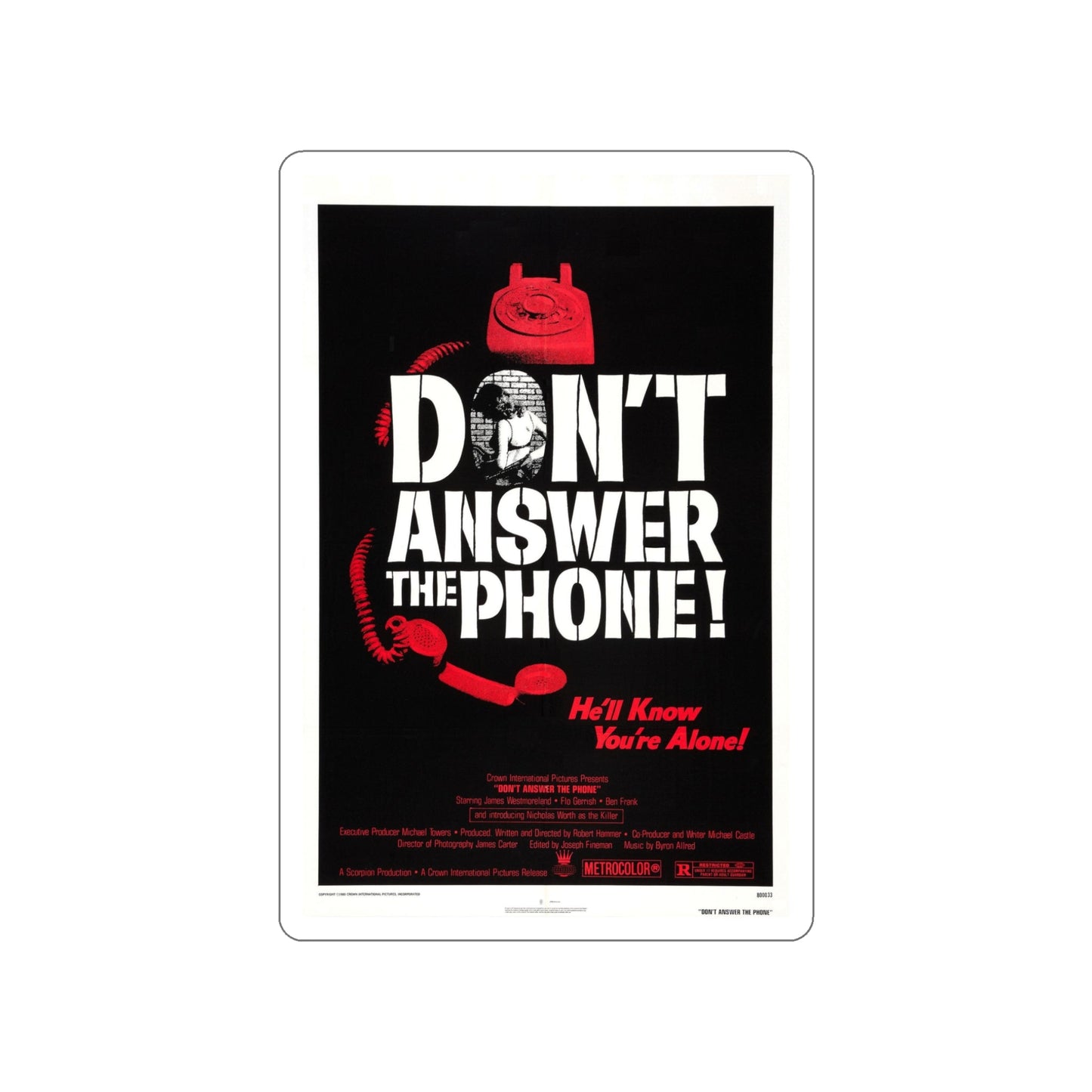 DON'T ANSWER THE PHONE! 1980 Movie Poster STICKER Vinyl Die-Cut Decal-5 Inch-The Sticker Space