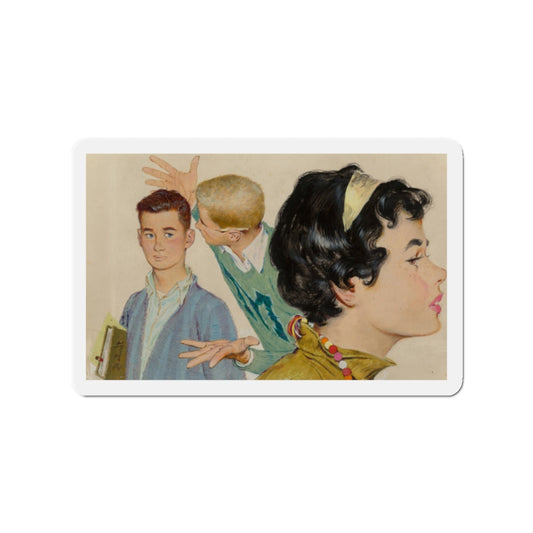 Don't Be Shy, 1958 (Magazine Illustration) Refrigerator Magnet-2" x 2"-The Sticker Space