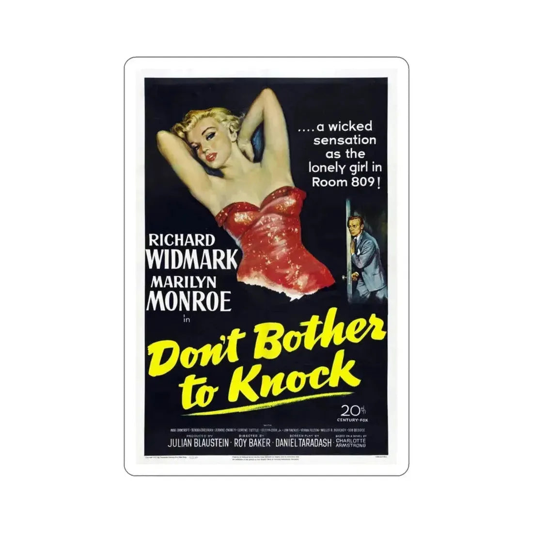Dont Bother to Knock 1952 Movie Poster STICKER Vinyl Die-Cut Decal 4 Inch - The Sticker Space