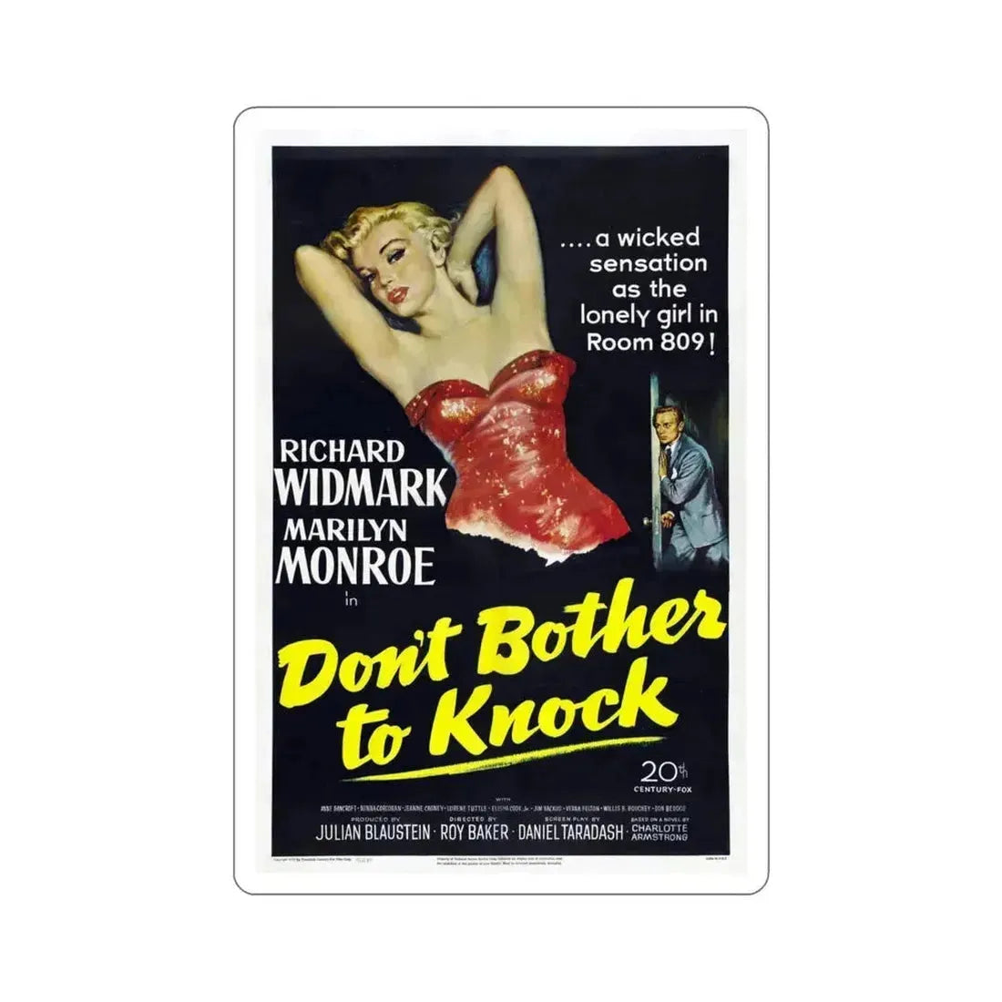 Dont Bother to Knock 1952 Movie Poster STICKER Vinyl Die-Cut Decal 6 Inch - The Sticker Space