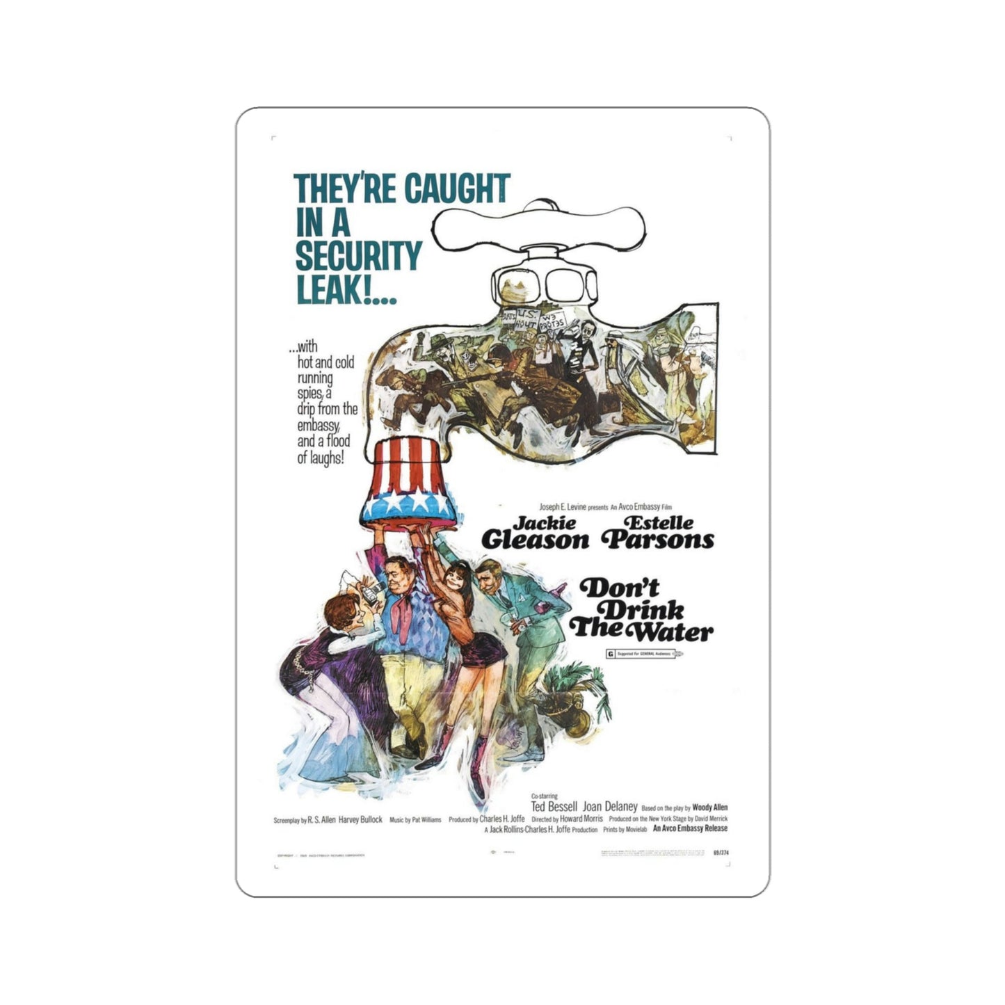 Don't Drink the Water 1969 Movie Poster STICKER Vinyl Die-Cut Decal-4 Inch-The Sticker Space