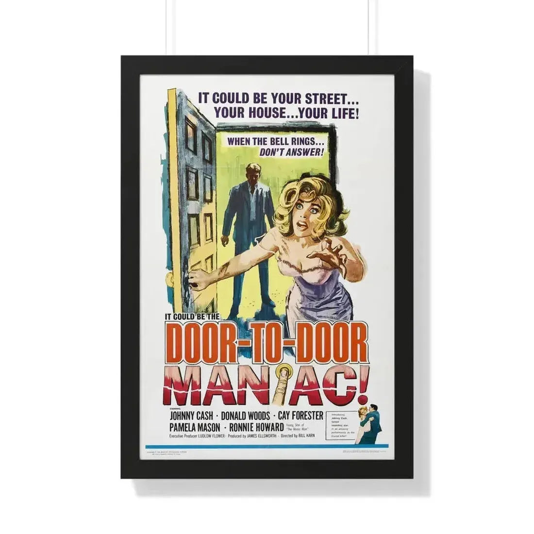 DOOR TO DOOR MANIAC 1961 - Framed Movie Poster 20" x 30" Black - The Sticker Space